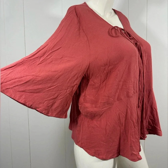 Mossimo Supply Pink Shirt Crisscross V-neck Sz XXL - Picture 3 of 8